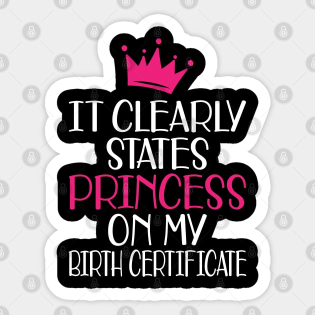 Birthday - It clearly states princess on my birthday certificate Sticker by KC Happy Shop